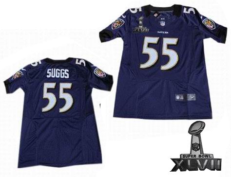 Nike Baltimore Ravens #55 Terrell Suggs purple Elite 2013 Super Bowl XLVII Jersey
