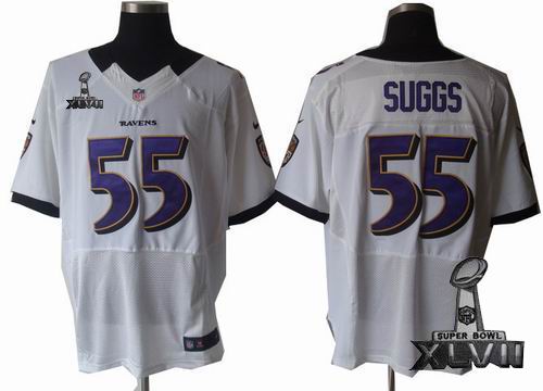 Nike Baltimore Ravens #55 Terrell Suggs white Elite 2013 Super Bowl XLVII Jersey