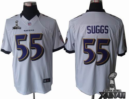 Nike Baltimore Ravens #55 Terrell Suggs white limited 2013 Super Bowl XLVII Jersey