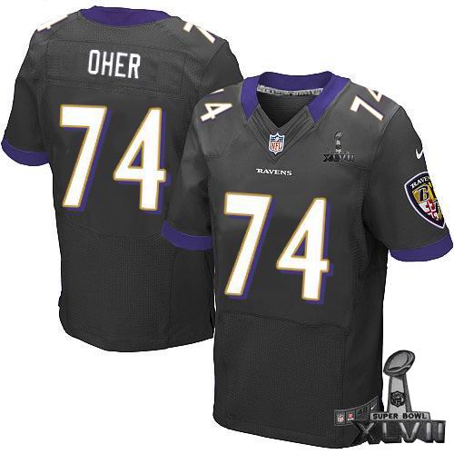 Nike Baltimore Ravens #74 Michael Oher Elite Black 2013 Super Bowl XLVII Jersey1