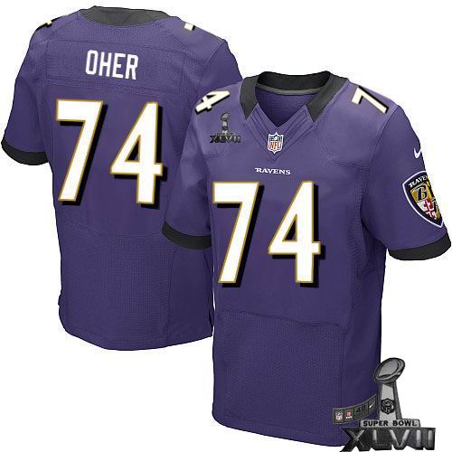 Nike Baltimore Ravens #74 Michael Oher Elite Purple 2013 Super Bowl XLVII Jersey