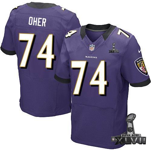Nike Baltimore Ravens #74 Michael Oher Elite Purple 2013 Super Bowl XLVII Jersey1