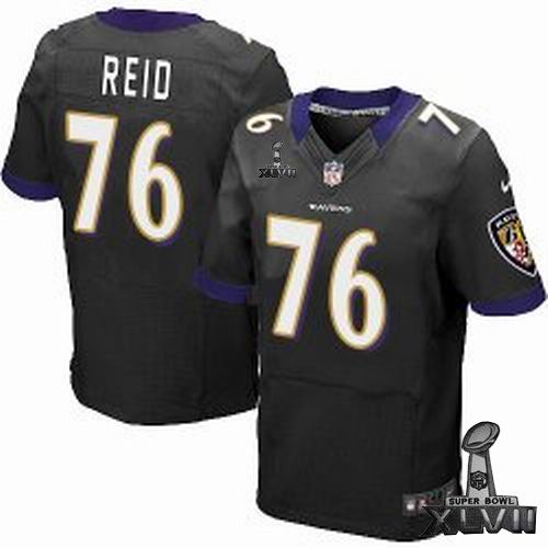 Nike Baltimore Ravens #76 Jah Reid Elite Black 2013 Super Bowl XLVII Jersey
