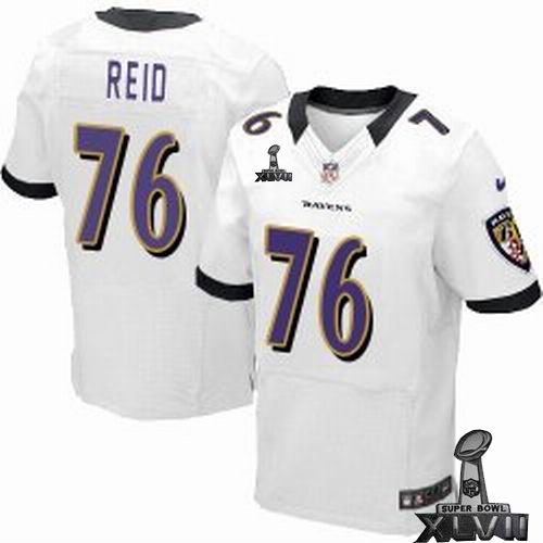 Nike Baltimore Ravens #76 Jah Reid Elite White 2013 Super Bowl XLVII Jersey