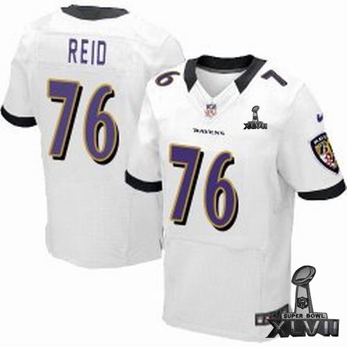 Nike Baltimore Ravens #76 Jah Reid Elite White 2013 Super Bowl XLVII Jersey1