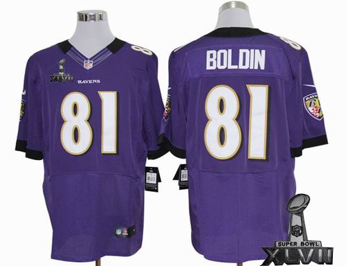 Nike Baltimore Ravens #81 Anquan Boldin purple elite 2013 Super Bowl XLVII Jersey