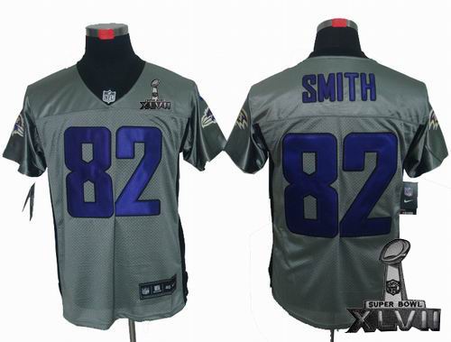 Nike Baltimore Ravens #82 Patrick Smith Gray shadow elite 2013 Super Bowl XLVII Jersey