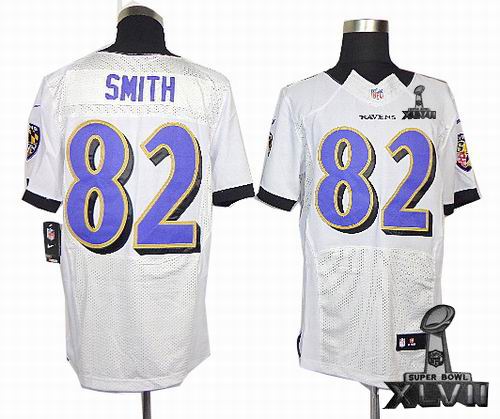 Nike Baltimore Ravens #82 Patrick Smith white elite 2013 Super Bowl XLVII Jersey