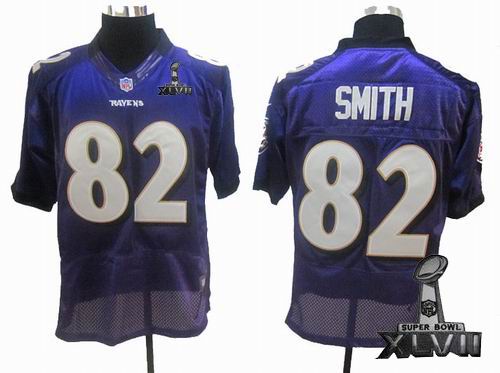 Nike Baltimore Ravens #82 Smith purple Elite 2013 Super Bowl XLVII Jersey