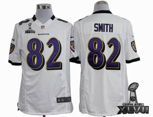 Nike Baltimore Ravens #82 Torrey Smith  white game 2013 Super Bowl XLVII Jersey