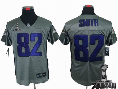 Nike Baltimore Ravens #82 Torrey Smith Gray shadow elite 2013 Super Bowl XLVII Jersey