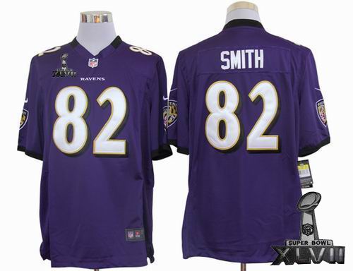 Nike Baltimore Ravens #82 Torrey Smith purple game 2013 Super Bowl XLVII Jersey