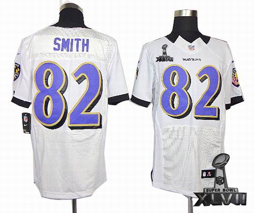 Nike Baltimore Ravens #82 Torrey Smith white elite 2013 Super Bowl XLVII Jersey
