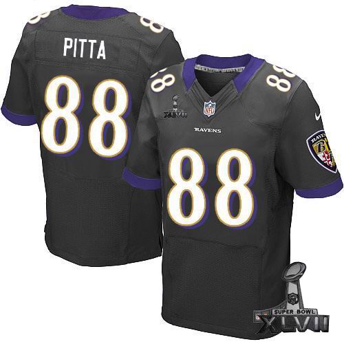 Nike Baltimore Ravens #88 Dennis Pitta Elite Black 2013 Super Bowl XLVII Jersey