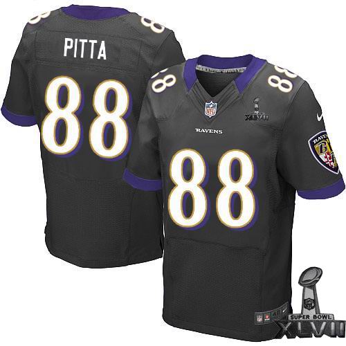 Nike Baltimore Ravens #88 Dennis Pitta Elite Black 2013 Super Bowl XLVII Jersey1