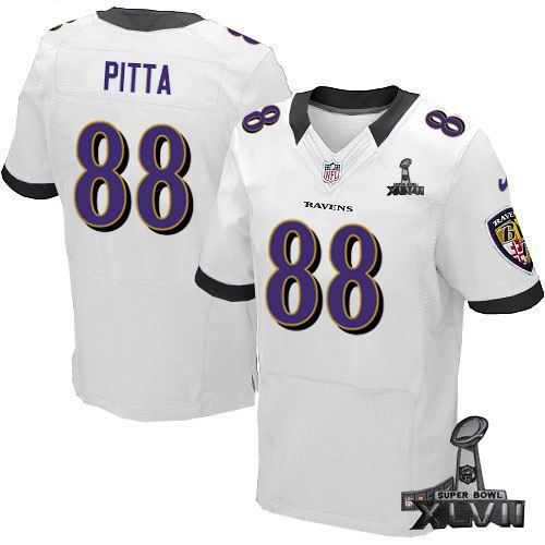Nike Baltimore Ravens #88 Dennis Pitta Elite White 2013 Super Bowl XLVII Jersey1