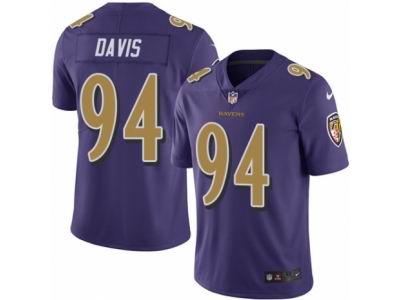 Nike Baltimore Ravens #94 Carl Davis Elite Purple Rush NFL Jersey