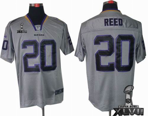 Nike Baltimore Ravens 20# Ed Reed Lights Out grey elite 2013 Super Bowl XLVII Jersey