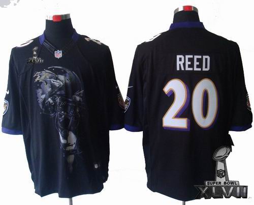 Nike Baltimore Ravens 20# Ed Reed black Helmet Tri-Blend Limited  2013 Super Bowl XLVII Jersey