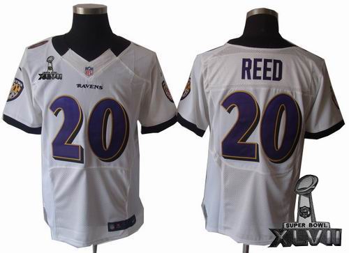 Nike Baltimore Ravens 20# Ed Reed white Elite  2013 Super Bowl XLVII Jersey