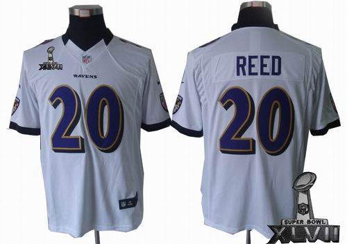 Nike Baltimore Ravens 20# Ed Reed white limited 2013 Super Bowl XLVII Jersey