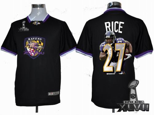 Nike Baltimore Ravens 27# Ray Rice Portrait Fashion Game 2013 Super Bowl XLVII Jersey