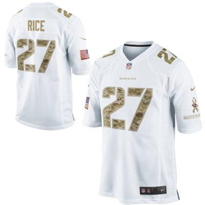 Nike Baltimore Ravens 27 Ray Rice White Salute to Service Game NFL Jersey