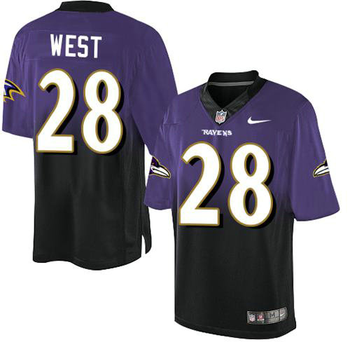 Nike Baltimore Ravens 28 Terrance West Purple Black NFL Elite Fadeaway Fashion Jersey
