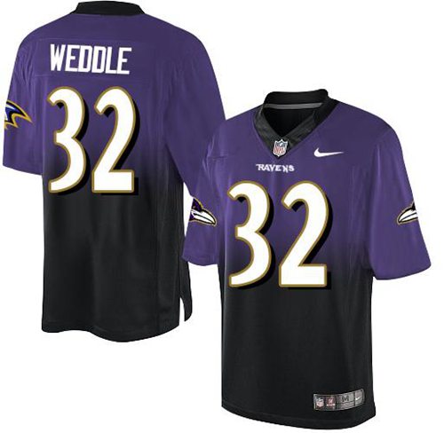 Nike Baltimore Ravens 32 Eric Weddle Purple Black NFL Elite Fadeaway Fashion Jersey