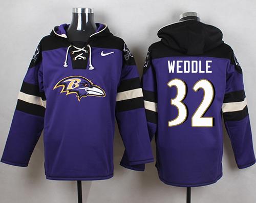 Nike Baltimore Ravens 32 Eric Weddle Purple Player Pullover NFL Hoodie