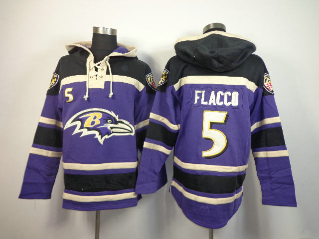 Nike Baltimore Ravens 5 Joe Flacco Purple with black NFL hoodies