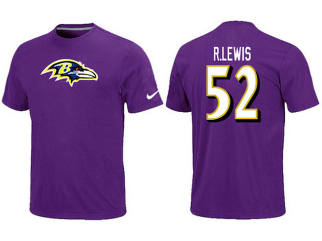 Nike Baltimore Ravens 52 R.LEWIS Name & Number T-Shirt Purple