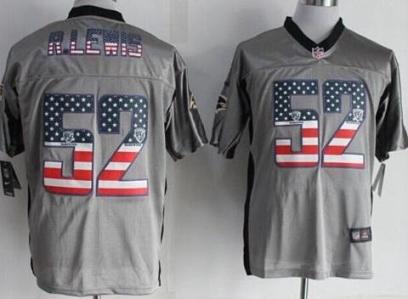 Nike Baltimore Ravens 52 Ray Lewis Grey Men-s Stitched NFL Elite USA Flag Fashion Jersey