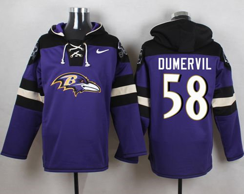 Nike Baltimore Ravens 58 Elvis Dumervil Purple Player Pullover NFL Hoodie