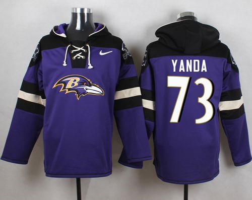 Nike Baltimore Ravens 73 Marshal Yanda Purple Player Pullover NFL Hoodie