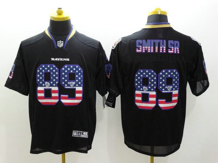 Nike Baltimore Ravens 89 Steve Smith SR USA Flag Fashion Black Elite Jerseys