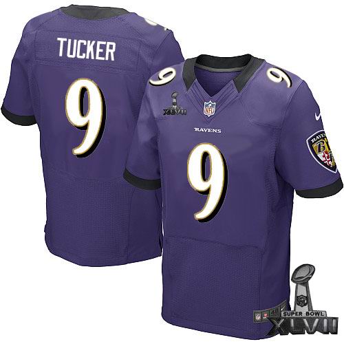 Nike Baltimore Ravens 9# Justin Tucker purple elite 2013 Super Bowl XLVII Jersey