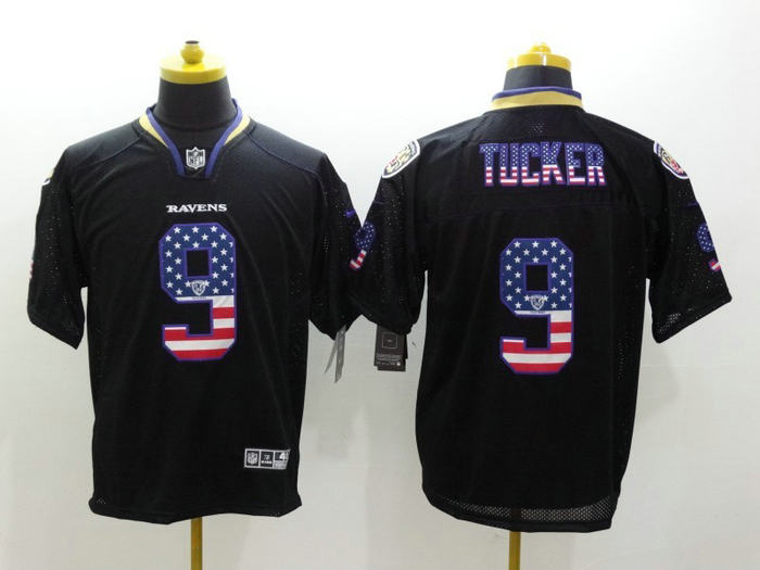 Nike Baltimore Ravens 9 Justin Tucker USA Flag Fashion Black Elite Jerseys