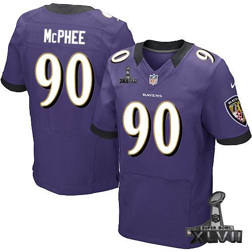 Nike Baltimore Ravens 90# Pernell McPhee Purple Elite 2013 Super Bowl XLVII Jersey