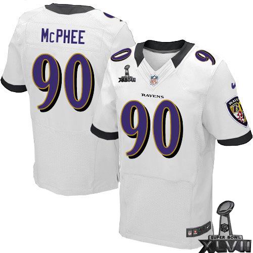 Nike Baltimore Ravens 90# Pernell McPhee white Elite 2013 Super Bowl XLVII Jersey