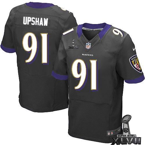 Nike Baltimore Ravens 91# Courtney Upshaw black Elite 2013 Super Bowl XLVII Jersey