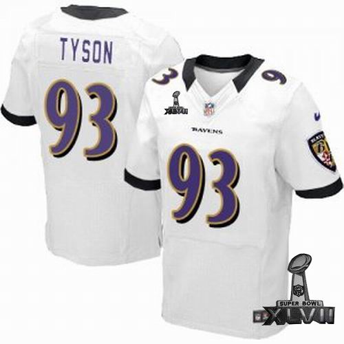 Nike Baltimore Ravens 93# DeAngelo Tyson white elite 2013 Super Bowl XLVII Jersey
