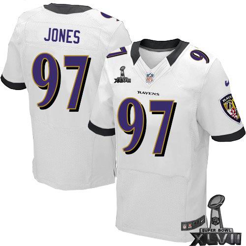 Nike Baltimore Ravens 97# Arthur Jones Elite white 2013 Super Bowl XLVII Jersey