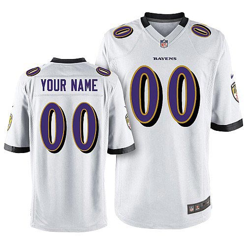 Nike Baltimore Ravens Customized Game White Jersey