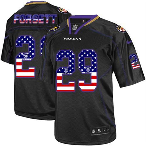 Nike Baltimore ravens 29 Justin Forsett Black NFL Elite USA Flag Fashion Jersey