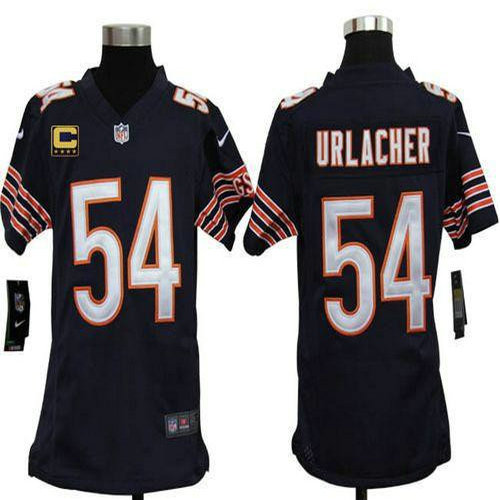Nike Bears #54 Brian Urlacher Navy Blue Team Color With C Patch Youth Stitched NFL Elite Jersey