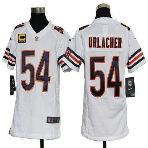 Nike Bears #54 Brian Urlacher White With C Patch Youth Stitched NFL Elite Jersey
