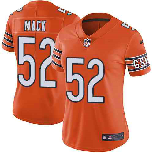 Nike Bears 52 Khalil Mack Orange Women Color Rush Limited Jersey