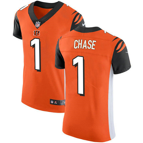 Nike Bengals #1 Ja'Marr Chase Orange Alternate Men's Stitched NFL New Elite Jersey