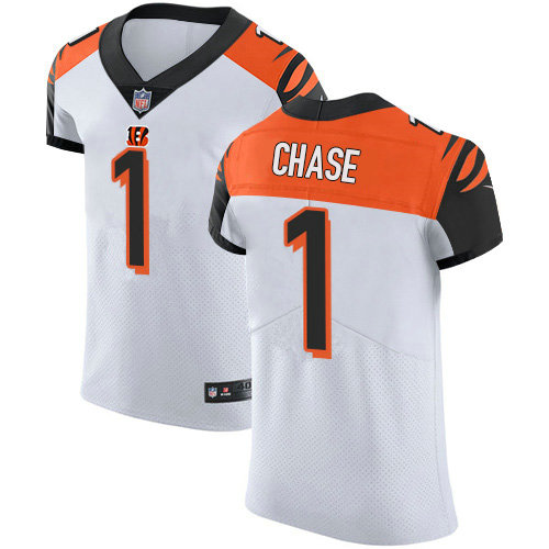 Nike Bengals #1 Ja'Marr Chase White Men's Stitched NFL New Elite Jersey